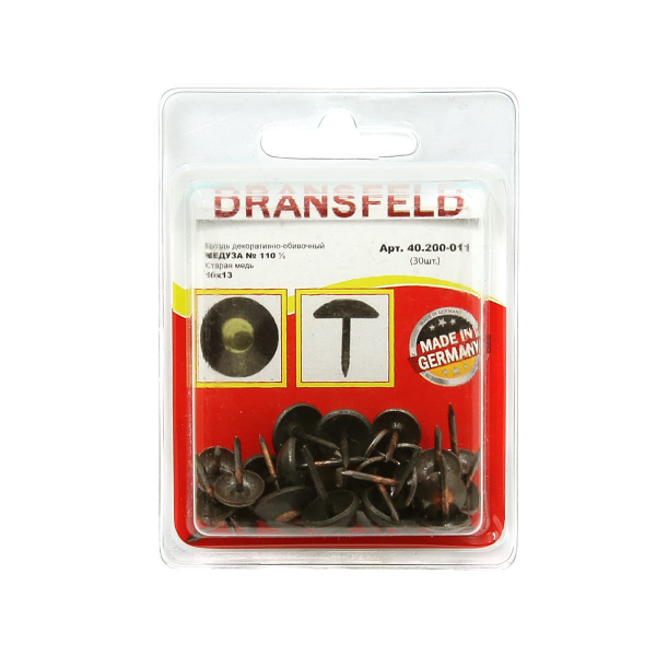 Гвозди декоративные МЕДУЗА&nbsp;10х13&nbsp;Старая&nbsp;медь&nbsp;(БЛИСТЕР-30 шт.)