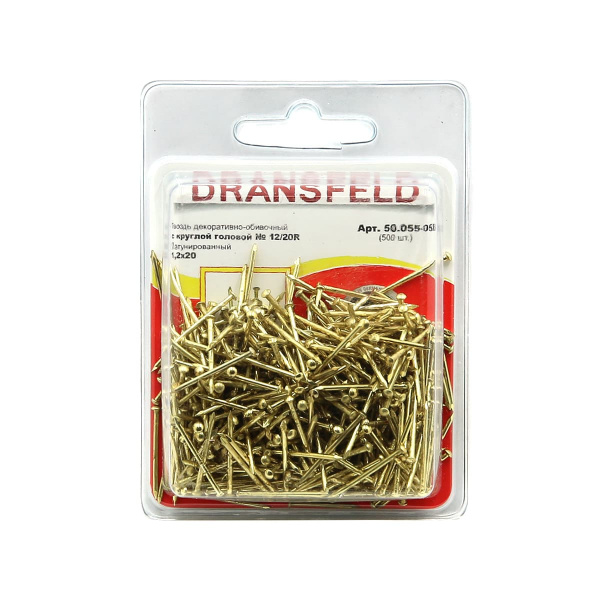 Гвоздь латунированный 1,2х20 обивочный с круглуглой гололовкой (БЛИСТЕР-500шт.)