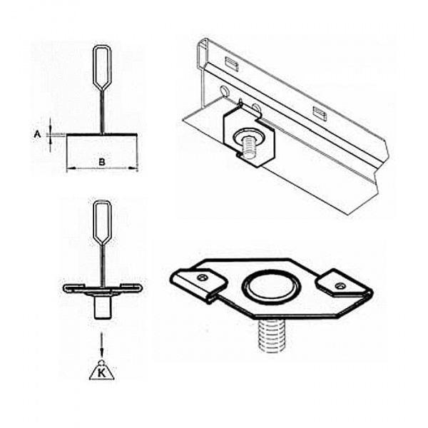 Зажим для монтажа легких подвесных потолков М6х9 со штифтом