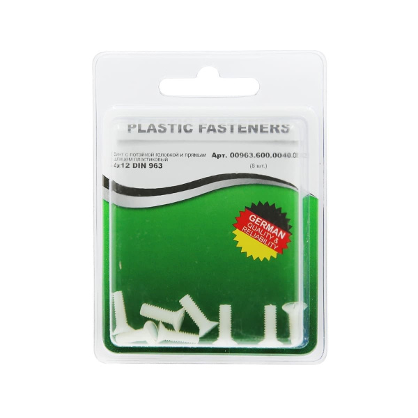 Винт потай M 4x 12 полиамид Din963 (БЛИСТЕР-8шт)