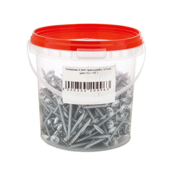 Саморезы прессшайба 4,2х41 острые оцинкованные (1л/1КГ)