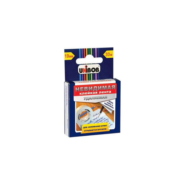 Клейкая лента невидимая (денежная) UNIBOB 19 мм х 33 м, 1 шт/упак