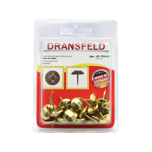 Гвозди&nbsp;декоративные&nbsp;РУНА&nbsp;11,5х13&nbsp;Латунь&nbsp;(БЛИСТЕР-30 шт.)