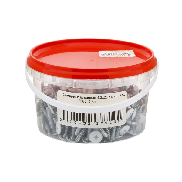 Саморезы прессшайба 4,2х25 сверло RAL9003 белый (200шт)