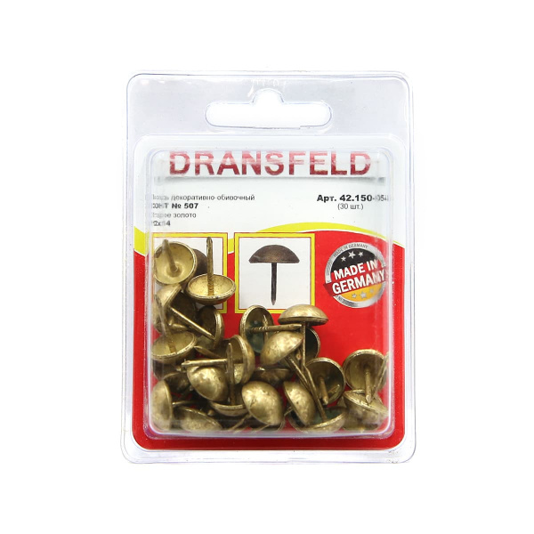 Гвозди декоративные ЗОНТ&nbsp;12х14&nbsp;Старое&nbsp;золото&nbsp;(БЛИСТЕР-30 шт.)