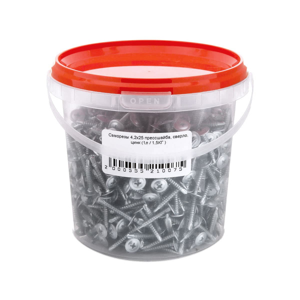 Саморезы прессшайба 4,2х25 сверло оцинкованные (1л/1,5КГ)