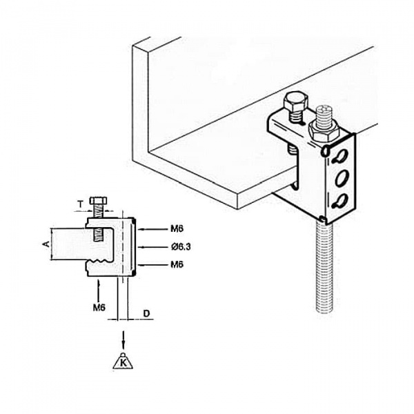 Зажим балочный струбцина d10,7 М6 Sinard