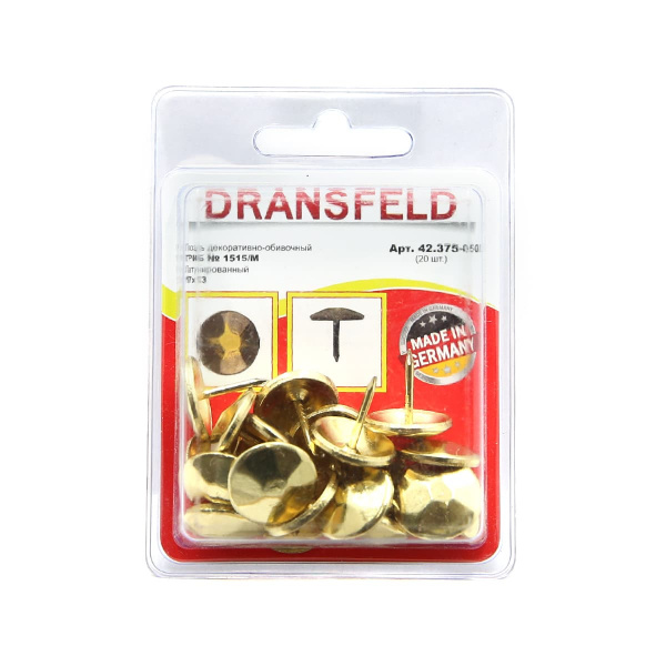 Гвозди&nbsp;декоративные&nbsp;ГРИБ&nbsp;17х13&nbsp;Латунь&nbsp;(БЛИСТЕР-20 шт.)