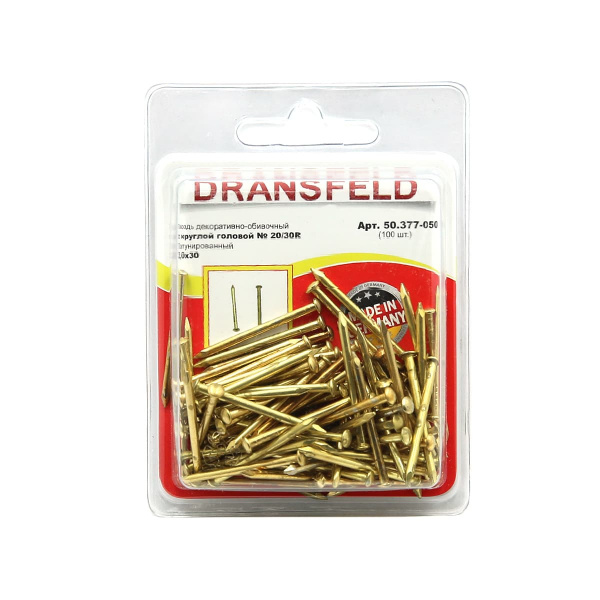 Гвоздь латунированный 2,0х30 обивочный с круглуглой гололовкой (БЛИСТЕР-100шт.)