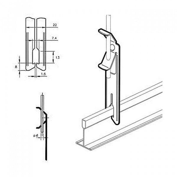 Зажим для монтажа тяжелых подвесных потолков d4