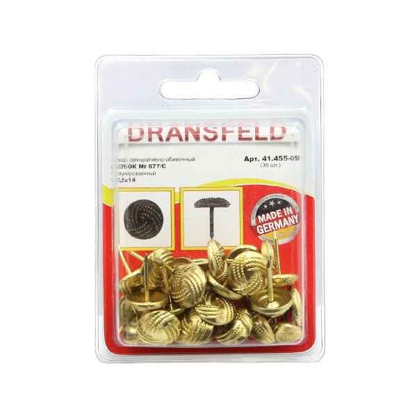 Гвозди декоративные КЛУБОК&nbsp;13,5х14&nbsp;Латунь&nbsp;(БЛИСТЕР-30 шт.)