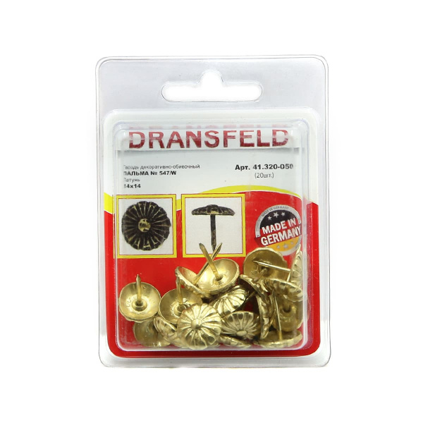 Гвозди декоративные ПАЛЬМА&nbsp;14х14&nbsp;Латунь&nbsp;(БЛИСТЕР-20 шт.)