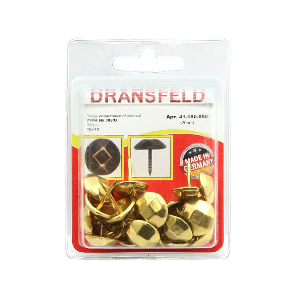 Гвозди&nbsp;декоративные&nbsp;РУНА&nbsp;16х13&nbsp;Латунь&nbsp;(БЛИСТЕР-20 шт.)