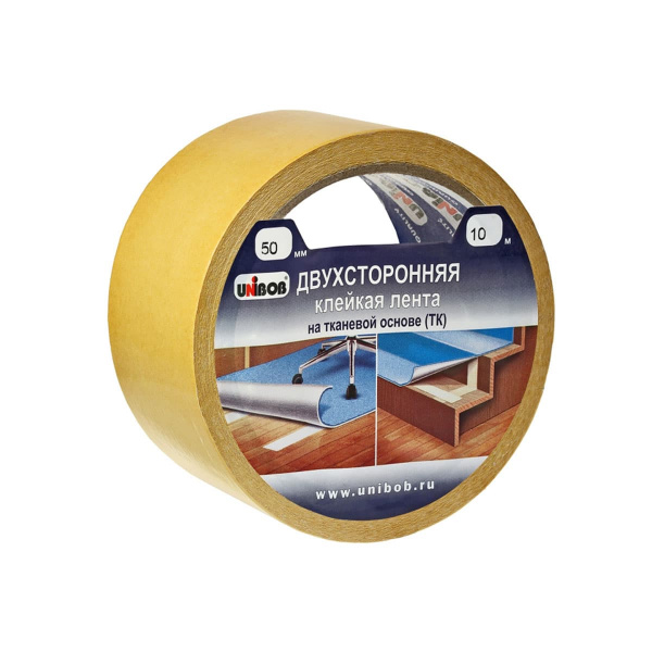 Двусторонняя клейкая лента UNIBOB ткань 25мм х 10м