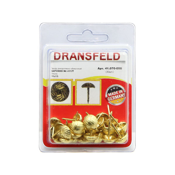 Гвозди&nbsp;декоративные&nbsp;БАРОККО&nbsp;11х13&nbsp;Латунь&nbsp;(БЛИСТЕР-30 шт.)