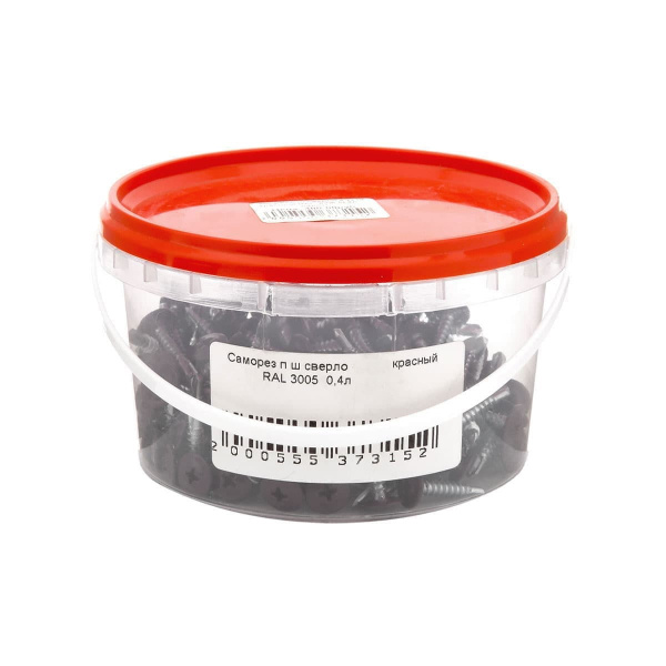 Саморезы прессшайба 4,2х25 сверло RAL3005 красный (200шт)