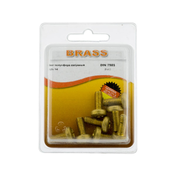 Винт полусфера М6х14 латунный DIN7985 (БЛИСТЕР - 8шт)
