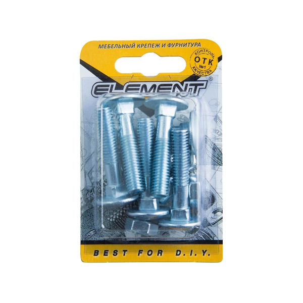 Болт мебельный DIN 603 8x 30 с гайкой белый цинк 6 шт (блистер)