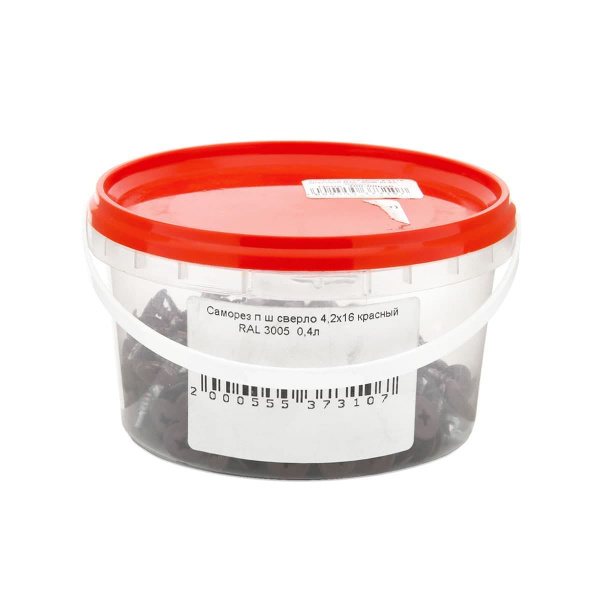 Саморезы прессшайба 4,2х16 сверло RAL3005 красный (200шт)