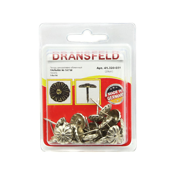 Гвозди декоративные ПАЛЬМА&nbsp;14х14&nbsp;Никель&nbsp;(БЛИСТЕР-20 шт.)