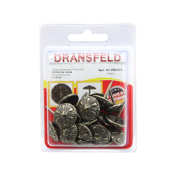 Гвозди декоративные ЛОТОС&nbsp;17,5х16&nbsp;Бронза-Ренесанс&nbsp;(БЛИСТЕР-20 шт.)