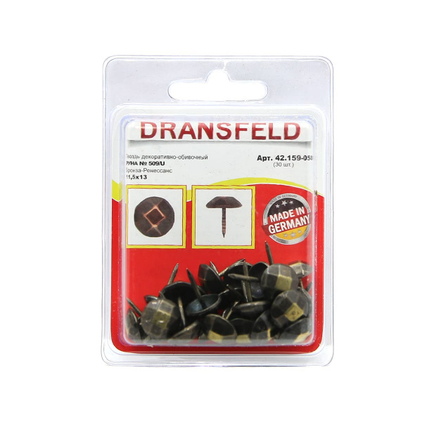 Гвозди&nbsp;декоративные&nbsp;РУНА&nbsp;11,5х13&nbsp;Бронза-Ренесанс&nbsp;(БЛИСТЕР-30 шт.)