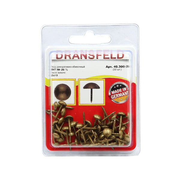 Гвозди декоративные ЗОНТ&nbsp;&nbsp;6,5х13&nbsp;Старое&nbsp;золото&nbsp;(БЛИСТЕР-50 шт.)