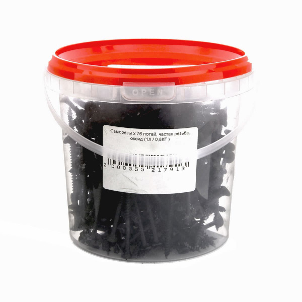 Саморезы черные 4,2х76 частая резьба, потай (1л/0,8кг)