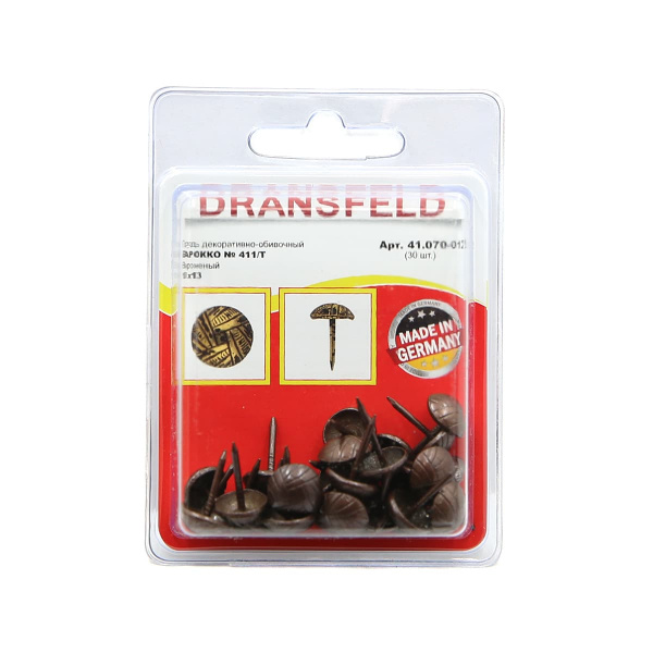 Гвозди&nbsp;декоративные&nbsp;БАРОККО&nbsp;11х13&nbsp;Вороненый&nbsp;(БЛИСТЕР-30 шт.)