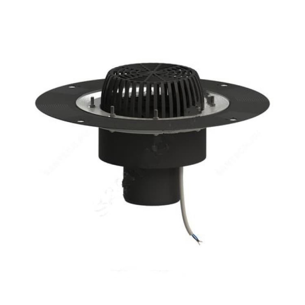 Воронка кровельная с верт. выпуском Дн 110 с листвоуловит. приж. фланцем из нерж. стали электрообогревом Татполимер ТП-01.У.100-Э