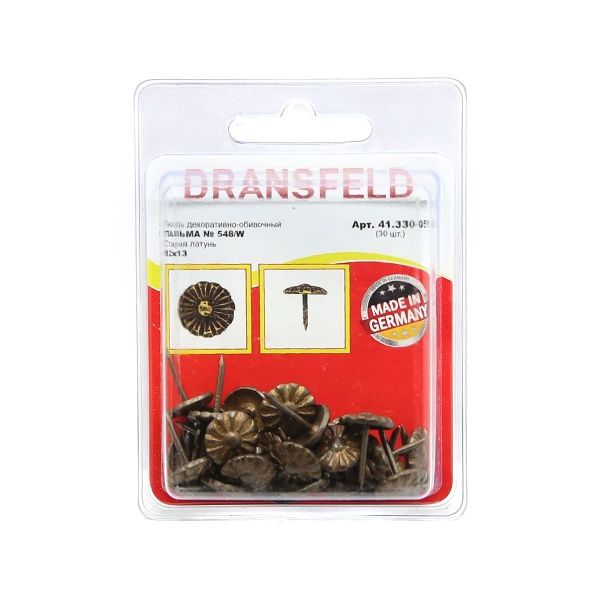 Гвозди декоративные ПАЛЬМА&nbsp;12х13&nbsp;Старая&nbsp;латунь&nbsp;(БЛИСТЕР-30 шт.)