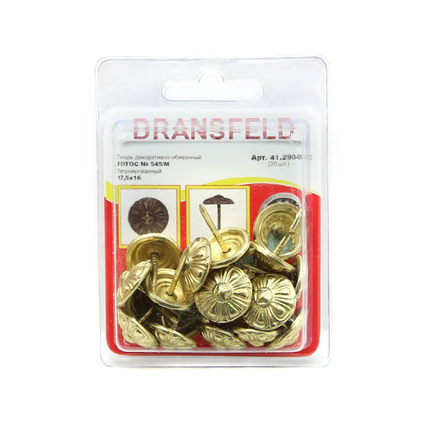 Гвозди декоративные ЛОТОС&nbsp;17,5х16&nbsp;Латунь&nbsp;(БЛИСТЕР-20 шт.)