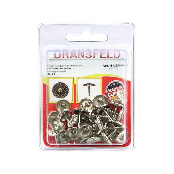 Гвозди декоративные ПАЛЬМА&nbsp;12х13&nbsp;Никель&nbsp;(БЛИСТЕР-30 шт.)