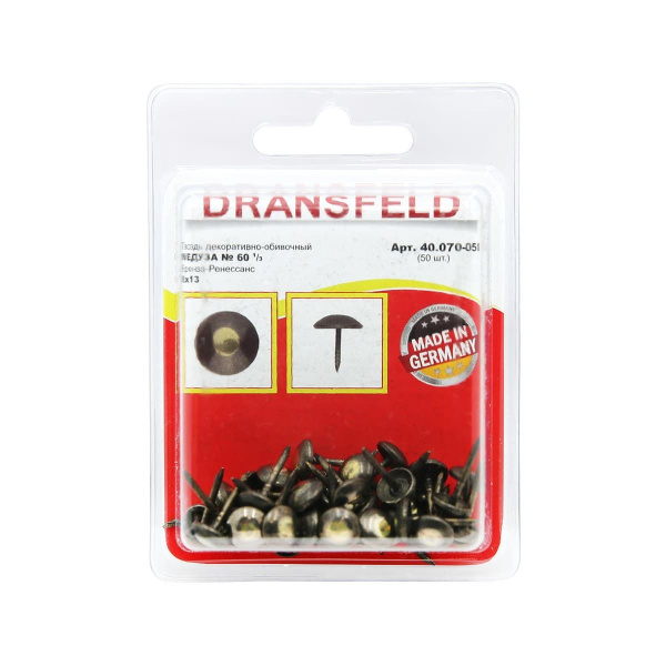 Гвозди декоративные МЕДУЗА&nbsp;&nbsp;8х13&nbsp;Бронза-Ренесанс&nbsp;(БЛИСТЕР-50 шт.)