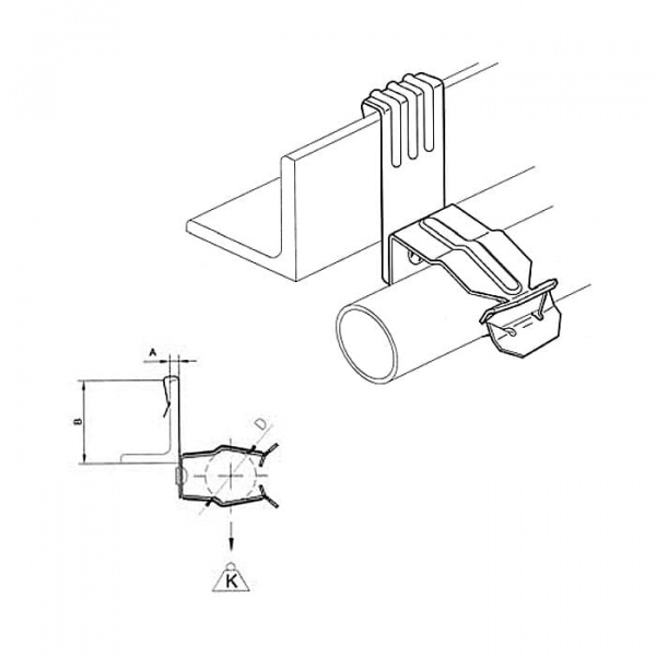 Зажим балочный вертикальный под трубу 3-7/45 d30-35 Sinard