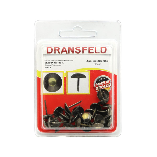 Гвозди декоративные МЕДУЗА&nbsp;10х13&nbsp;Бронза-Ренесанс&nbsp;(БЛИСТЕР-30 шт.)