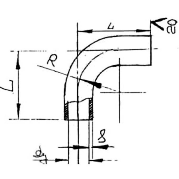 Отвод стальной шовный 90гр Дн 26.8х2.8 (Ду 20) под приварку из труб по ГОСТ 3262-75 КАЗ