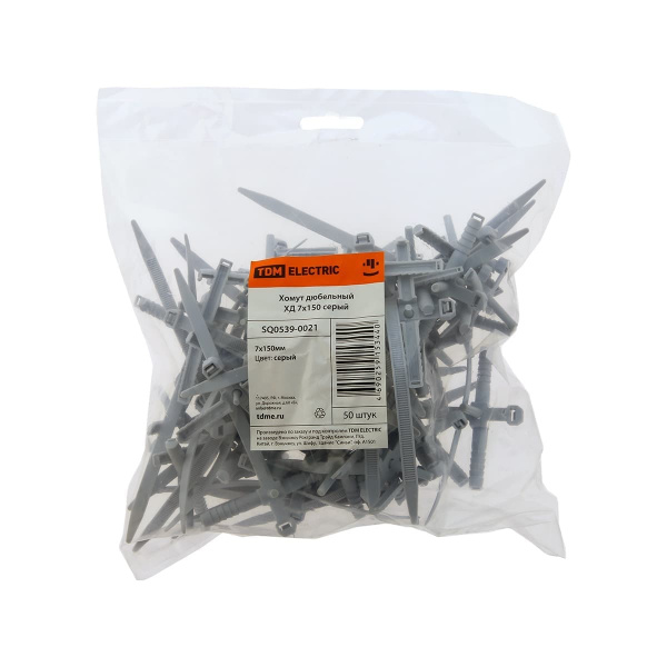 Хомут дюбельный ХД 7х150 серый (50шт) TDM