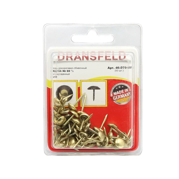 Гвозди декоративные МЕДУЗА&nbsp;&nbsp;8х13&nbsp;Латунь&nbsp;(БЛИСТЕР-50 шт.)