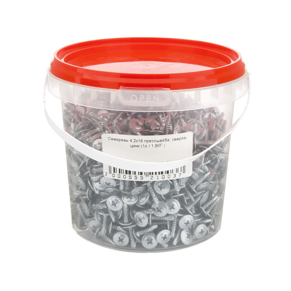Саморезы прессшайба 4,2х16 сверло оцинкованные (1л/1,8КГ)
