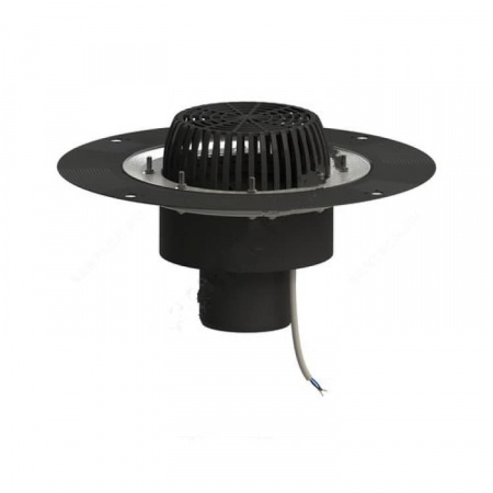 Воронка кровельная с верт. выпуском Дн 110 с листвоуловит. приж. фланцем из нерж. стали электрообогревом Татполимер