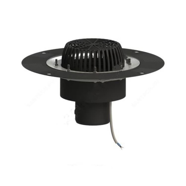 Воронка кровельная с верт. выпуском Дн 110 с листвоуловит. приж. фланцем из нерж. стали электрообогревом Татполимер