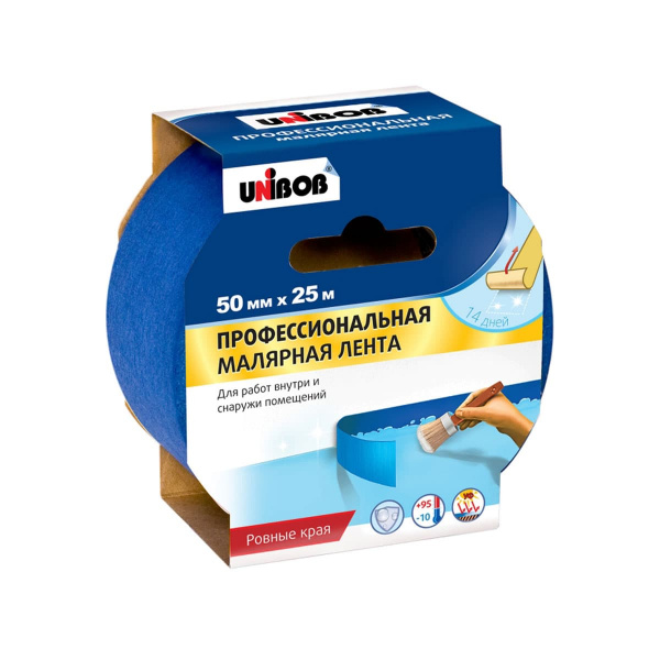 Профессиональная малярная лента для наружных работ 25мм х 25м, синяя