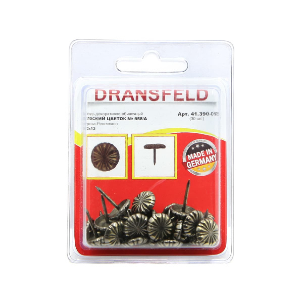 Гвозди&nbsp;декоративные&nbsp;ПЛОСКИЙ&nbsp;ЦВЕТОК&nbsp;12х13&nbsp;Бронза-Ренесанс&nbsp;(БЛИСТЕР-30 шт.)