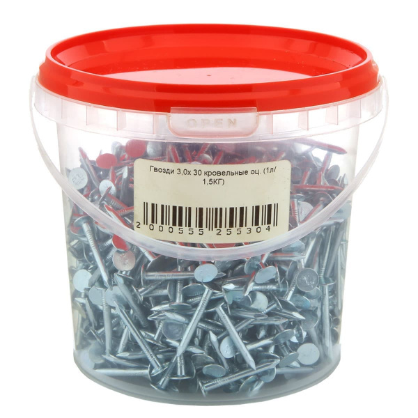 Гвозди кровельные 3,0х30мм оцинкованные (1л/ 1,5КГ)