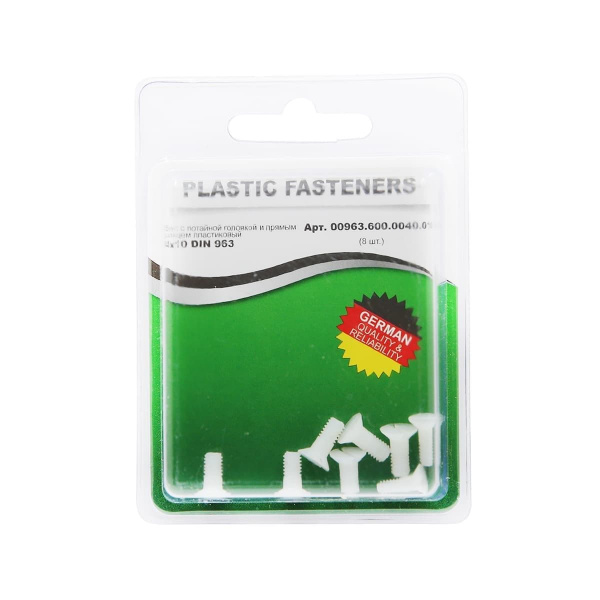 Винт потай M 4x 10 полиамид Din963 (БЛИСТЕР-8шт)