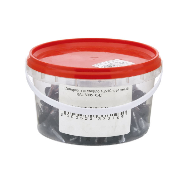 Саморезы прессшайба 4,2х19 сверло RAL6005 зеленый (200шт)