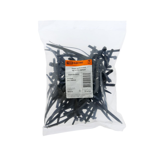 Хомут дюбельный ХД 7х150 черный (50шт) TDM
