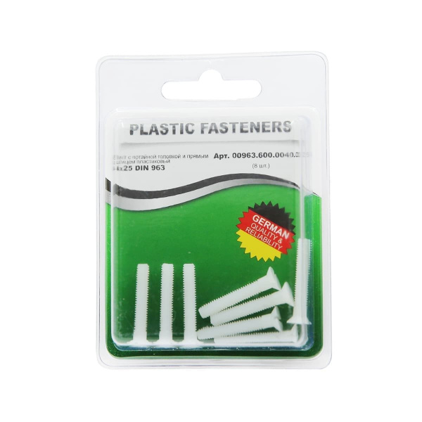 Винт потай M 4x 25 полиамид Din963 (БЛИСТЕР-8шт)