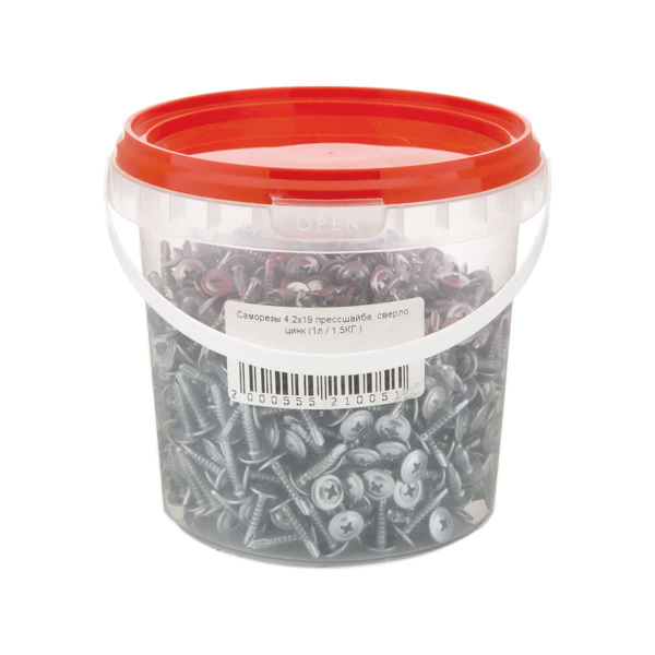 Саморезы прессшайба 4,2х19 сверло оцинкованные (1л/1,5КГ)